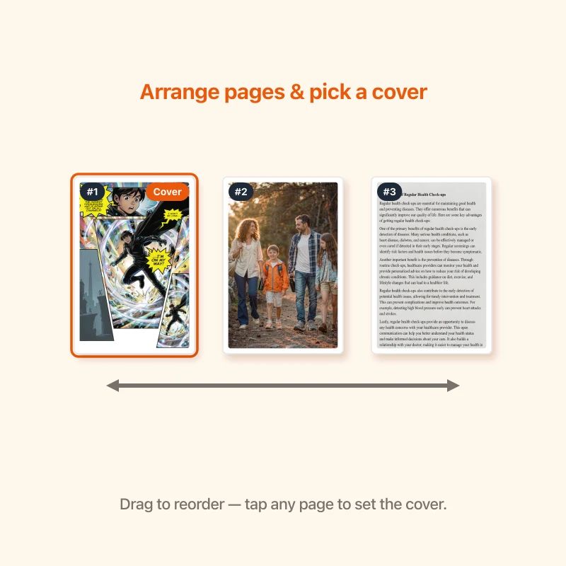 Arrange pages & pick a cover